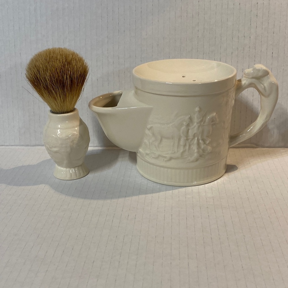 Wedgwood of Etruria & Barlaston Shaving Scuttle Mug and Brush